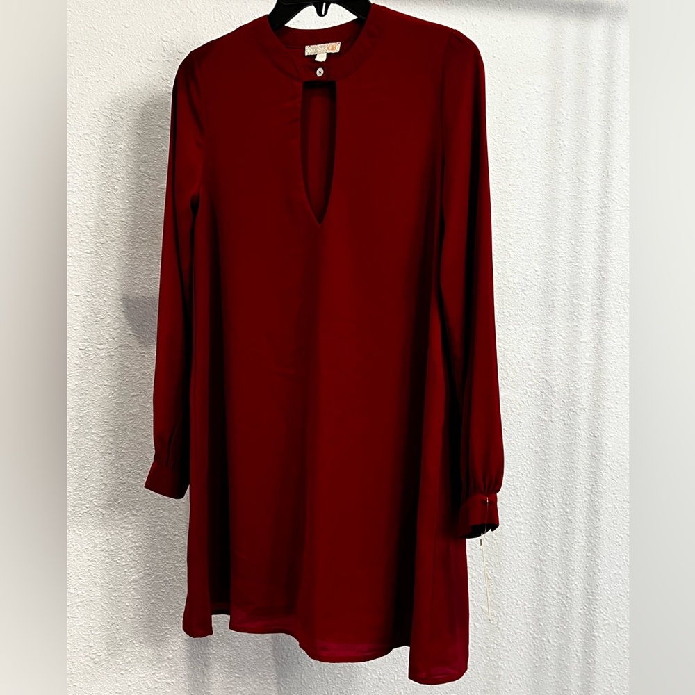 Gianni Bini Deep Red Long Sleeve Dress